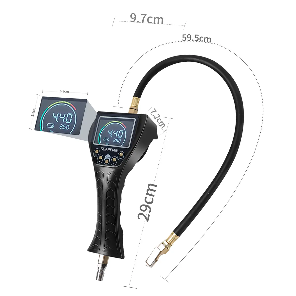 SEAPENG TB-902 Handheld Auto Inflate/Deflate Tire Inflator Gauge for Off-Road, Garage & Fleet Use - Image 11